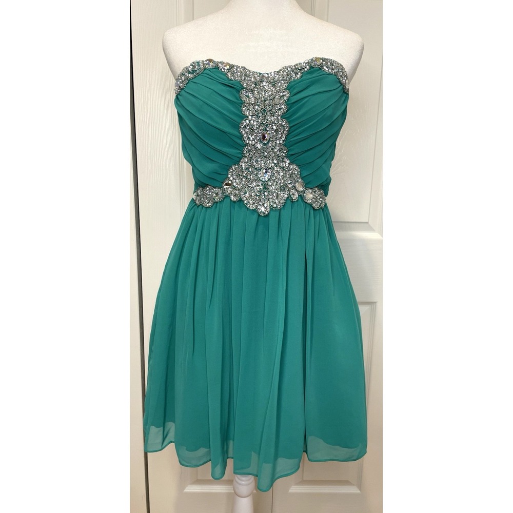 Vtg Y2K City Triangles Womens Strapless Mini Dress Size 3 Soft HOCO Fairy Dainty